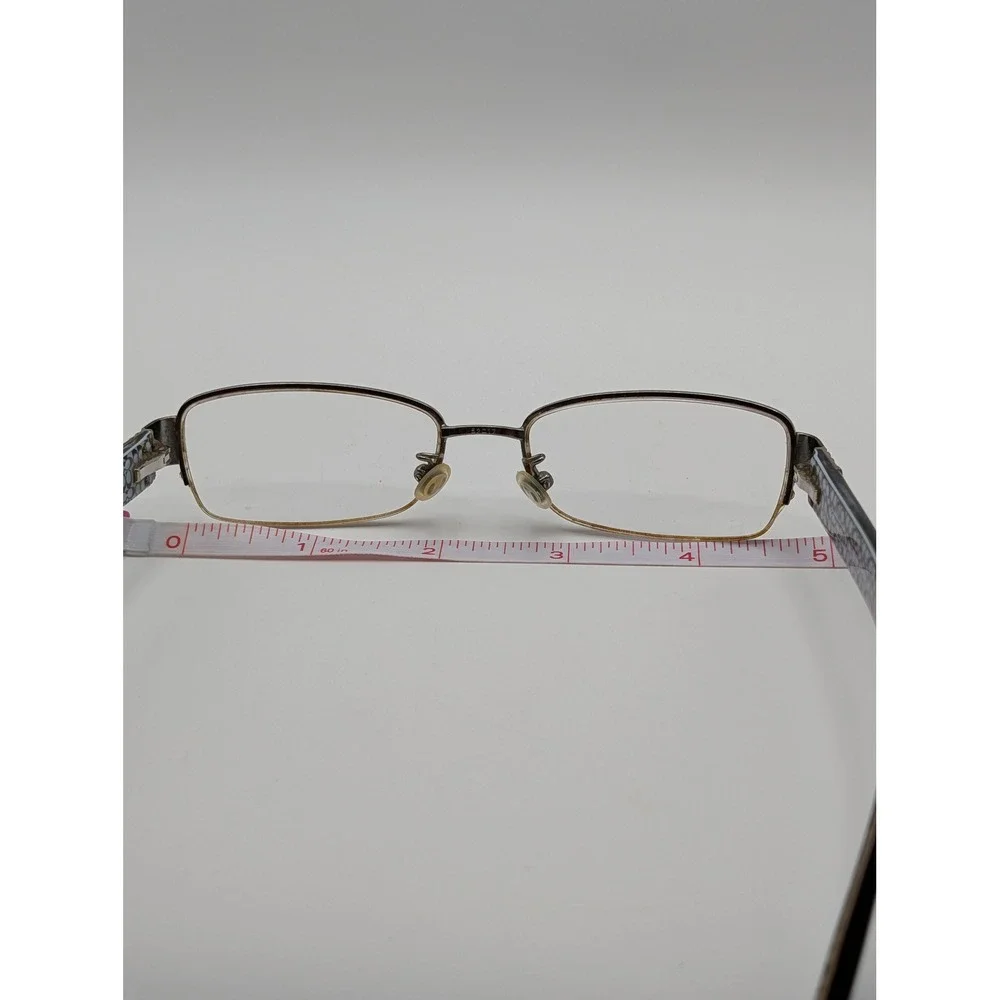 Coach HB 5027B Gunmetal‎ Rectangular Eyeglasses Frames Crystal Logo Temples